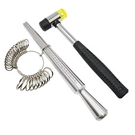 NIUPIKA anneau mandrin anneau métallique jauge de jauge ensemble avec maillet en caoutchouc marteau anneau mesure outil UK taill
