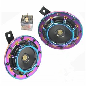 Yida Car Horn Klaxon de Voiture électrique 135DB Avertisseur sonore de Voiture Red Horn Super Fort Aigus Bass Metal Double Horn