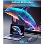Ultrbeka Hub USB C 7-en-1 USB-C Dongle avec Adaptateur Multiport HDMI 4K, 2×Powered USB-A 3.0 5Gbps, 100W PD Charging, TF/SD Car