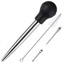 KAYCROWN Poire à jus en Acier Inoxydable et Caoutchouc de qualité Alimentaire avec injecteur de Marinade et Brosse pour Nettoyag