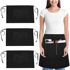 GZCZCC 3 PCS Serveuse Courts Tablier Tablier de Cuisine avec Poche Tablier de Cuisine Chef Tablier Chef Cuisine Homme Femme Tabl