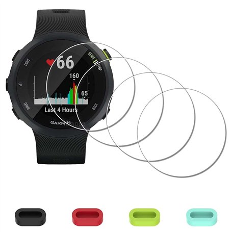 iDaPro [4Pcs Protection d'Ecran pour Garmin Forerunner 55 45 45S+[4Pcs] Bouchons anti-poussière silicone