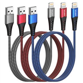 AINPOW Câble iPhone 2M Lot de 3[Certifié MFi]