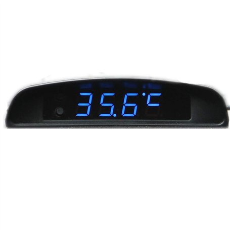 PolarLander 12V Voiture 3 en 1 Voiture Horloge Theromometer et Moniteur de Tension Sept Types de Mode d'affichage