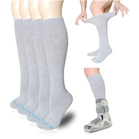 VEIGIKE Lot de 4 paires de chaussettes de rechange pour bottes de marche orthopédiques - Chaussettes tubulaires sous Air Cam Wal