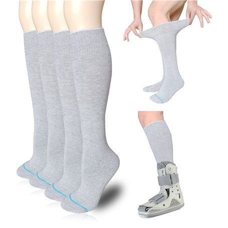 VEIGIKE Lot de 4 paires de chaussettes de rechange pour bottes de marche orthopédiques - Chaussettes tubulaires sous Air Cam Wal