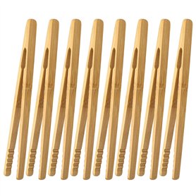 Pince Bambou pour Grille Pain 8 Pièces Pinces de Cuisine Réutilisables 18CM Pinces à Pain de Bois Pince à Toasts Pour Fruits