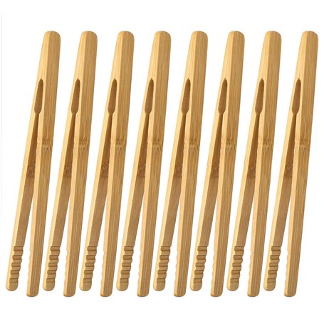 Pince Bambou pour Grille Pain 8 Pièces Pinces de Cuisine Réutilisables 18CM Pinces à Pain de Bois Pince à Toasts Pour Fruits