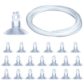 HC Lot de 20 ventouses pour aquarium et tuyau d'air de 4 m - Support pour tuyau d'air Airline de 4 mm - Ventouse pour livraison