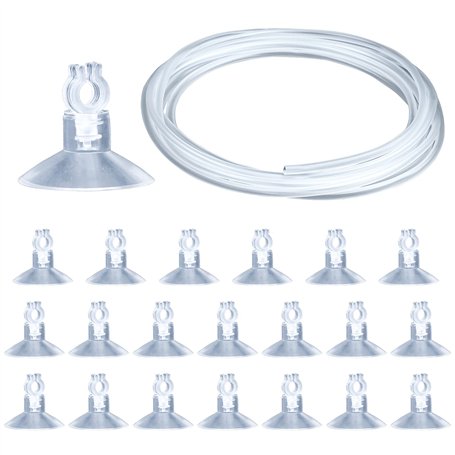 HC Lot de 20 ventouses pour aquarium et tuyau d'air de 4 m - Support pour tuyau d'air Airline de 4 mm - Ventouse pour livraison