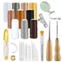 Lot de 32 outils de couture pour cuir - Aiguilles à coudre pour le cuir - Aiguilles à main - Fil ciré - Aiguilles alêne - Aiguil