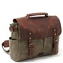 KEREITH Mallette en Cuir Imperméable Ordinateur de Bureau Sac Messager en Toile Collège 15.6 Pouces Aménagement Vert de l'Armée