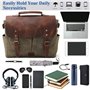 KEREITH Mallette en Cuir Imperméable Ordinateur de Bureau Sac Messager en Toile Collège 15.6 Pouces Aménagement Vert de l'Armée