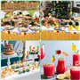 AQXONG 145 Pcs Hawaïenne Luau Table Jupe Set de Décoration, Kit de Décoration de Fête Hawaïenne, Décorations de Fête Hawaïennes,