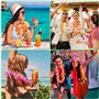 AQXONG 145 Pcs Hawaïenne Luau Table Jupe Set de Décoration, Kit de Décoration de Fête Hawaïenne, Décorations de Fête Hawaïennes,