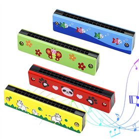 Harmonica Lot de 4 harmonica en bois à 16 trous pour débutants