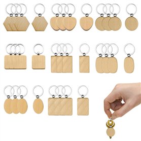 Porte-Clés en Bois Brut à Personnaliser - Lot de 32 Pièces pour DIY Cadeaux