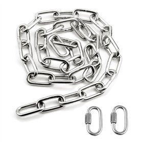 Chaîne en acier inoxydable - 1 m x 5 mm - Chaîne à maillons ronds en acier avec connecteur à vis pour chaîne d'ancre - Chaîne pi