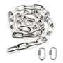 Chaîne en acier inoxydable - 1 m x 5 mm - Chaîne à maillons ronds en acier avec connecteur à vis pour chaîne d'ancre - Chaîne pi