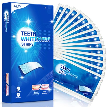 Blanchiment Dentaire Kit de Blanchiment des Dents - 28 Bandes 14 Ensembles Blanchisseur de Dent - Sans Sensibilité