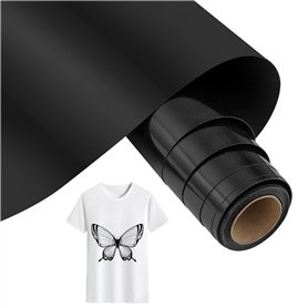 Opopark Rouleau Vinyle Thermocollant Noir pour Tissus 30 x 300 cm Flex Thermocollant pour Tissus Facile à Couper & Désherber Vin