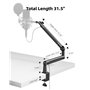 TODI Support de micro, support de micro à profil bas/haut de 2 kg avec rehausseur d'extension, support de microphone de bureau r