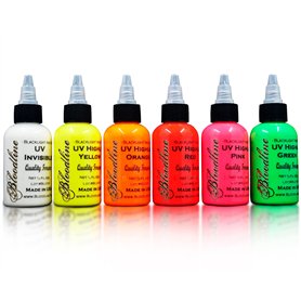 Bloodline Ink Professional Blacklight UV Lot de 6 encres fluorescentes brillantes pour vos idées éclatantes 15 ml