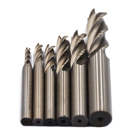 Oudtinz Lot de 6 emporte-pièces en acier rapide HSS 4 cannelures à extrémité droite 1/8" 3/16" 1/4" 5/16" 3/8" 1/2"