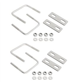 Aoje-Link Lot de 4 boulons carrés en U de 60 mm de largeur intérieure M6 en acier inoxydable 304 Argenté avec plaques