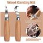 HEKOBAG Set d'outils de sculpture sur bois, Outils Sculpture Bois Couteau à sculpter le bois incurvé Couteau à découper Copeaux 