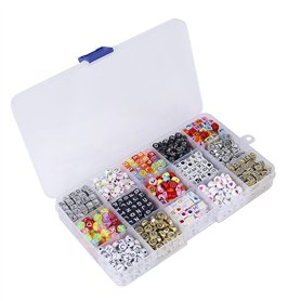 QH-Shop Lettre Alphabet 15 Compartiments Kit De Loisirs Créatifs DIY Perles pour Enfants Métier à Tisser Création de Bijoux Bric