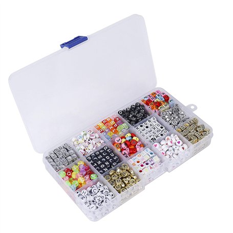 QH-Shop Lettre Alphabet 15 Compartiments Kit De Loisirs Créatifs DIY Perles pour Enfants Métier à Tisser Création de Bijoux Bric