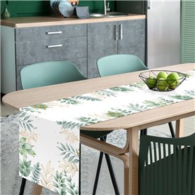 LOHAME Chemin de table 185 x 35 cm Chemin de table feuille d'eucalyptus Nappes de table moderne Coureur de table de communion po