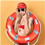 LOHAME 3 Pièces Ensemble de Costume de Sauveteur Accessoires Sauveteur Déguisement Adulte Sauveteur Chapeau de Sauveteur Sifflet