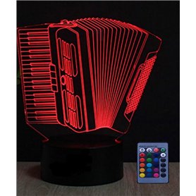 HPBN8 Ltd Illusion 3D Accordéon LED Lampes Art Déco Lampe lumières LED Décoration Lumière Contrôle à distance 7/16 couleurs Chan