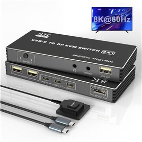 Commutateur KVM USB C 8K @ 60 Hz 4K @ 120 Hz