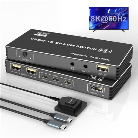 Commutateur KVM USB C 8K @ 60 Hz 4K @ 120 Hz