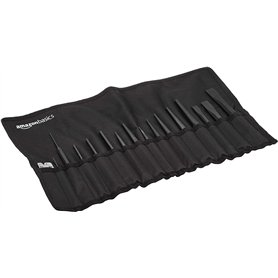 Amazon Basics Lot de 16 poinçons et ciseaux en acier au chrome-vanadium avec étui de rangement