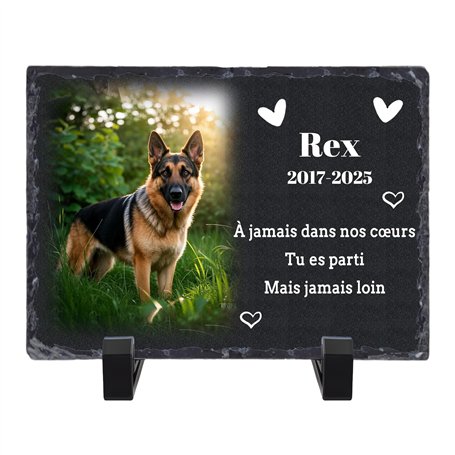 Plaque commémorative personnalisée en Ardoise pour Animaux de Compagnie