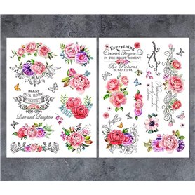 GSS Designs Lot de 2 feuilles de transfert vintage roses pour meubles et travaux manuels 30