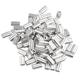 Futheda Lot de 100 clips à sertir en aluminium avec double viroles/trous pour câble métallique de 1
