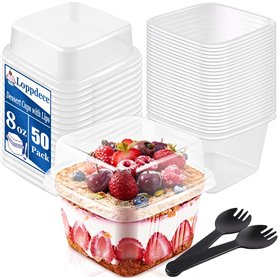 PLMMOUT Lot de 50 gobelets à dessert carrés transparents