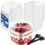 PLMMOUT Lot de 50 gobelets à dessert carrés transparents