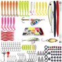 MONCAP 114pcs Leurres de Pêche Kit, Hameçons de Pêche, Leurre de Pêche Souple, Appât de Pêche en Mer, Leurres de Pêche en Métal 