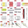 MONCAP 114pcs Leurres de Pêche Kit, Hameçons de Pêche, Leurre de Pêche Souple, Appât de Pêche en Mer, Leurres de Pêche en Métal 