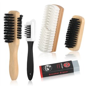 Kit de Brosses à Chaussures pour Daim 5 Pièces Brosse à Daim en Crêpe Brosse Nubuck Kit de Nettoyage pour Daim et Nubuck Brosse