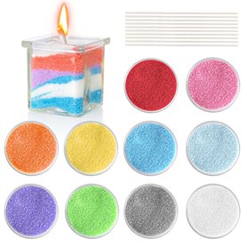 Sable de Bougie Parfumé 200g Kit de Fabrication de Bougies Perlées Cire de Bougie Granulée avec 10 Mèches Sable de Cire pour Bou