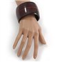 Avalaya Bracelet jonc épais en acrylique avec motif feuille (noir/rose foncé) – 17 cm L (moyen)