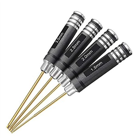 4pcs 1.5mm 2.0mm 2.5mm 3.0mm Jeu de Tournevis Hexagonal Titanium Hexagon Tournevis Clé Kit d'outils pour Multi-Axes FPV Racing D