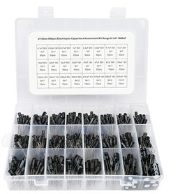 Voarge Lot de 500 Composants Électroniques Condensateurs Électrolytiques 24 Valeurs 0